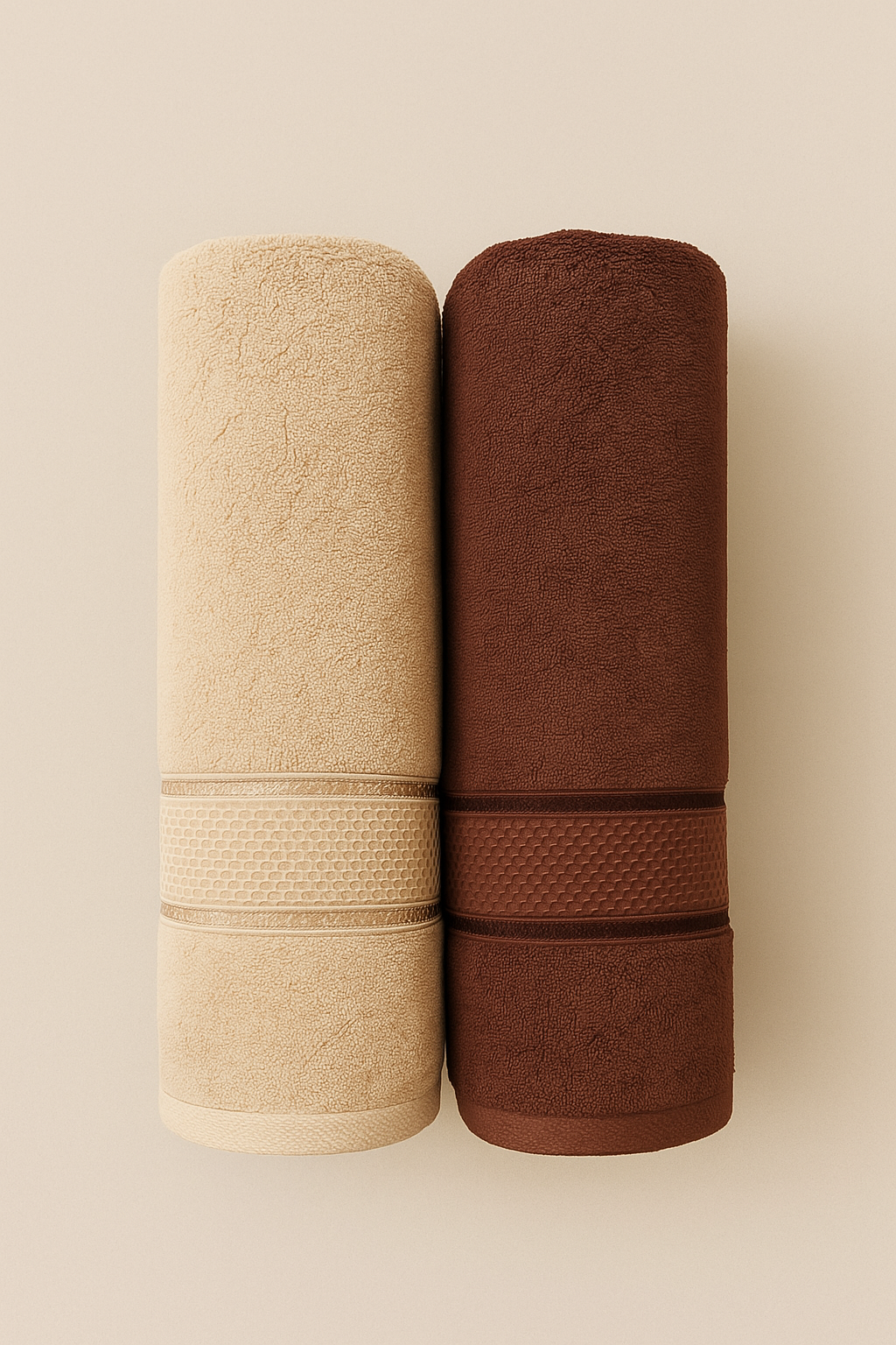Aura Duos: Pack of 2 Luxury Bath Towels - Sand Dune & Mocha Dust