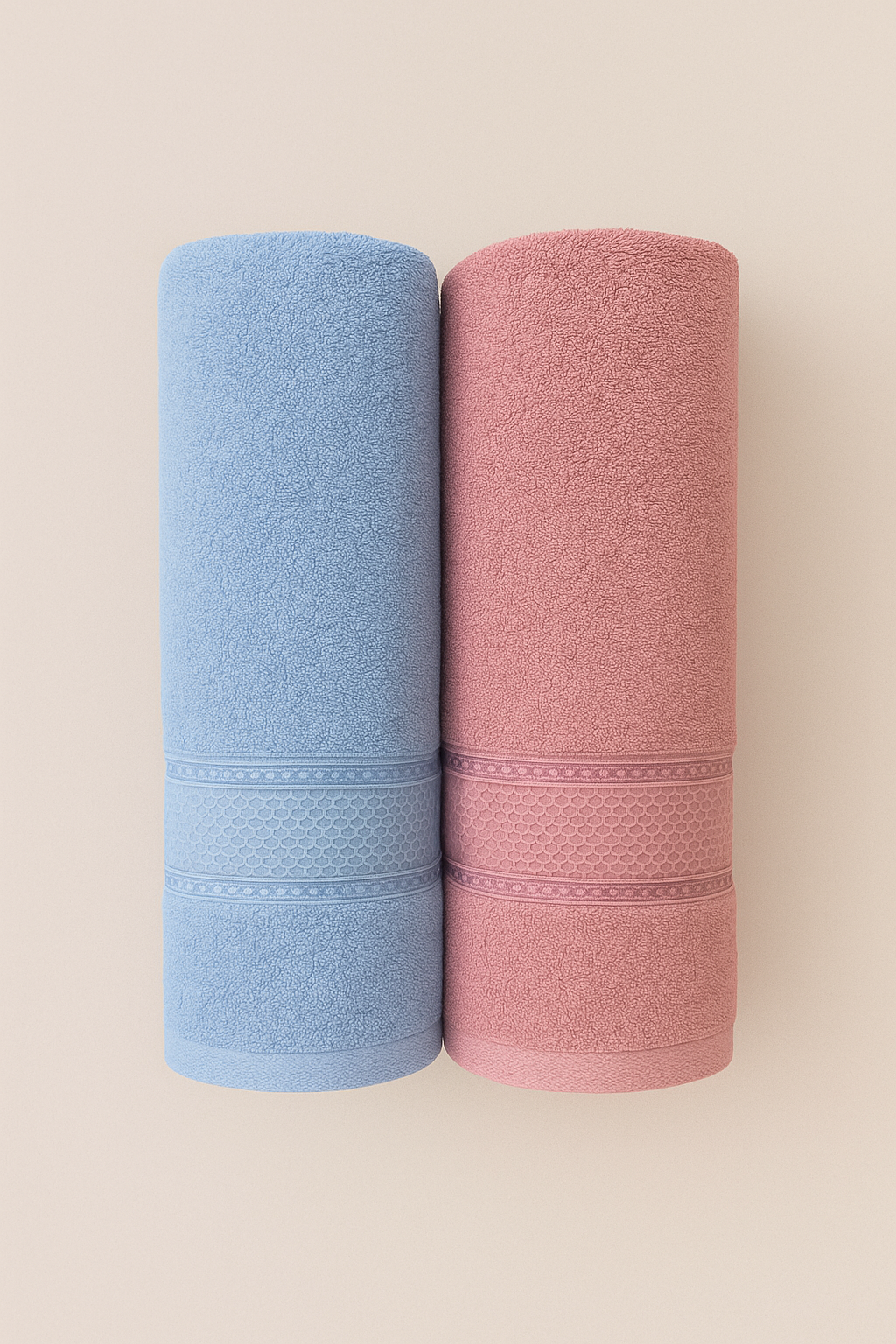 Aura Duos: Pack of 2 Luxury Bath Towels - Sky Drift & Rose Clay