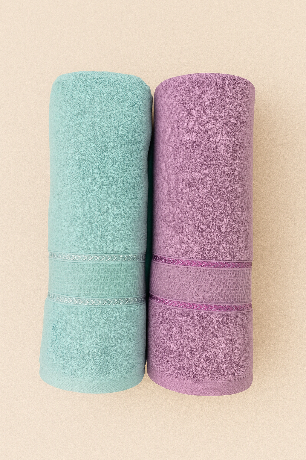 Aura Duos: Pack of 2 Luxury Bath Towels - Aqua Mist & Dusk Bloom