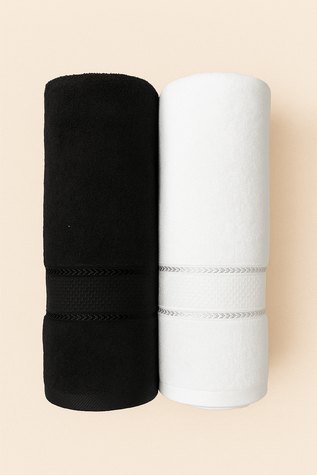 Aura Duos: Pack of 2 Luxury Bath Towels - Night Fold and Snow Fall