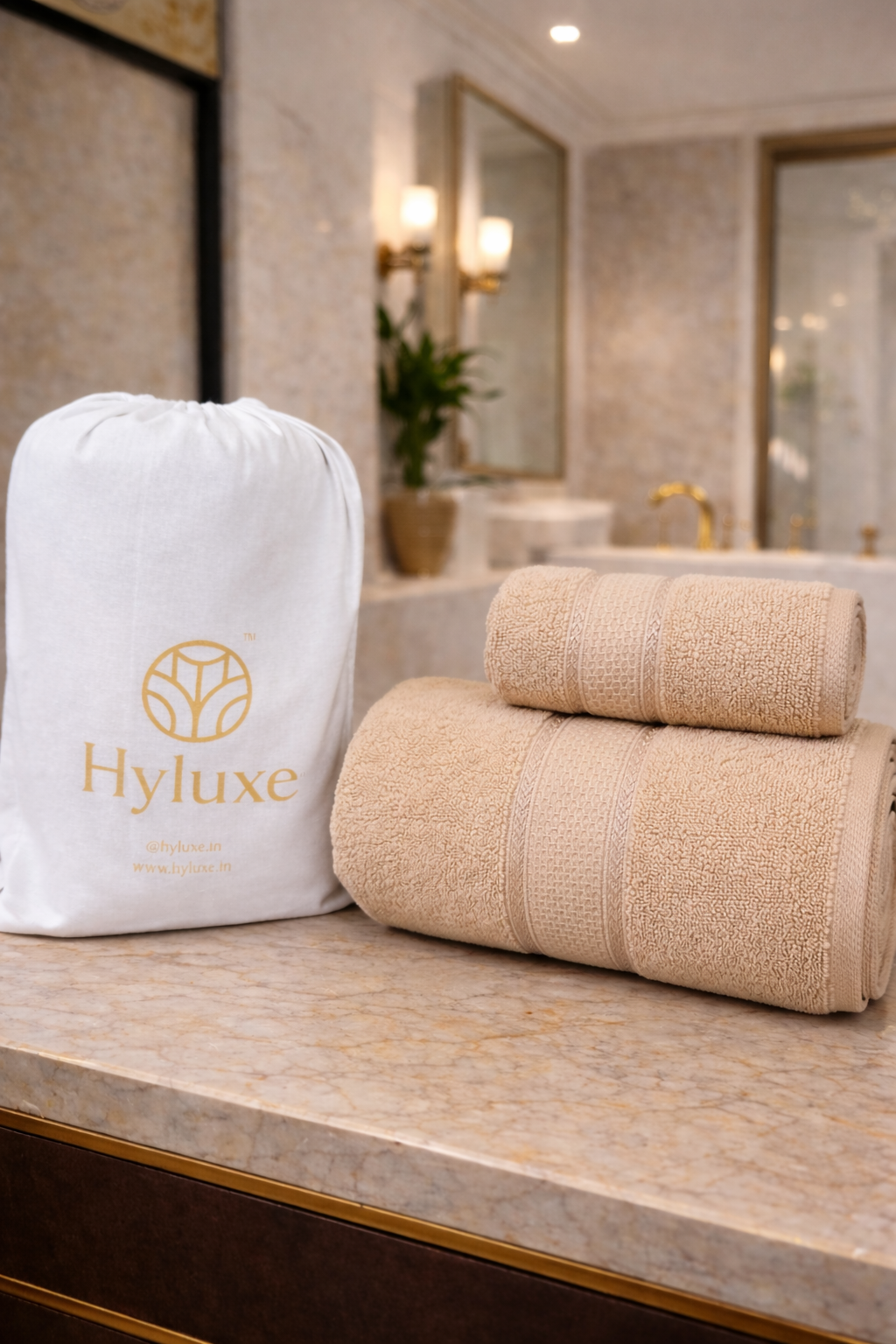 The Aura Ritual Set (Bath + Hand Towel) - Sand Dune