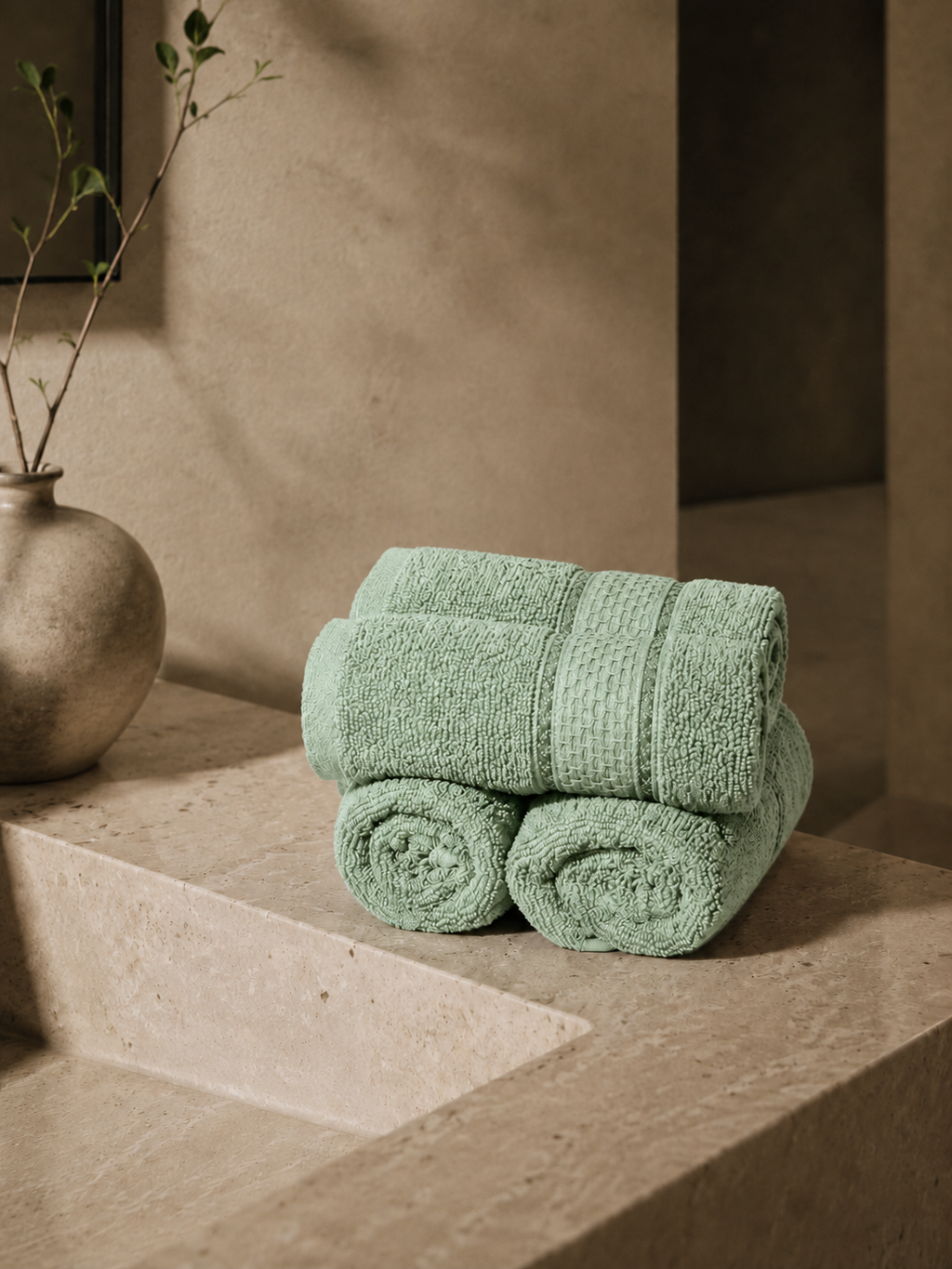 The Aura Hand Towel (Set of 4): Matcha Veil