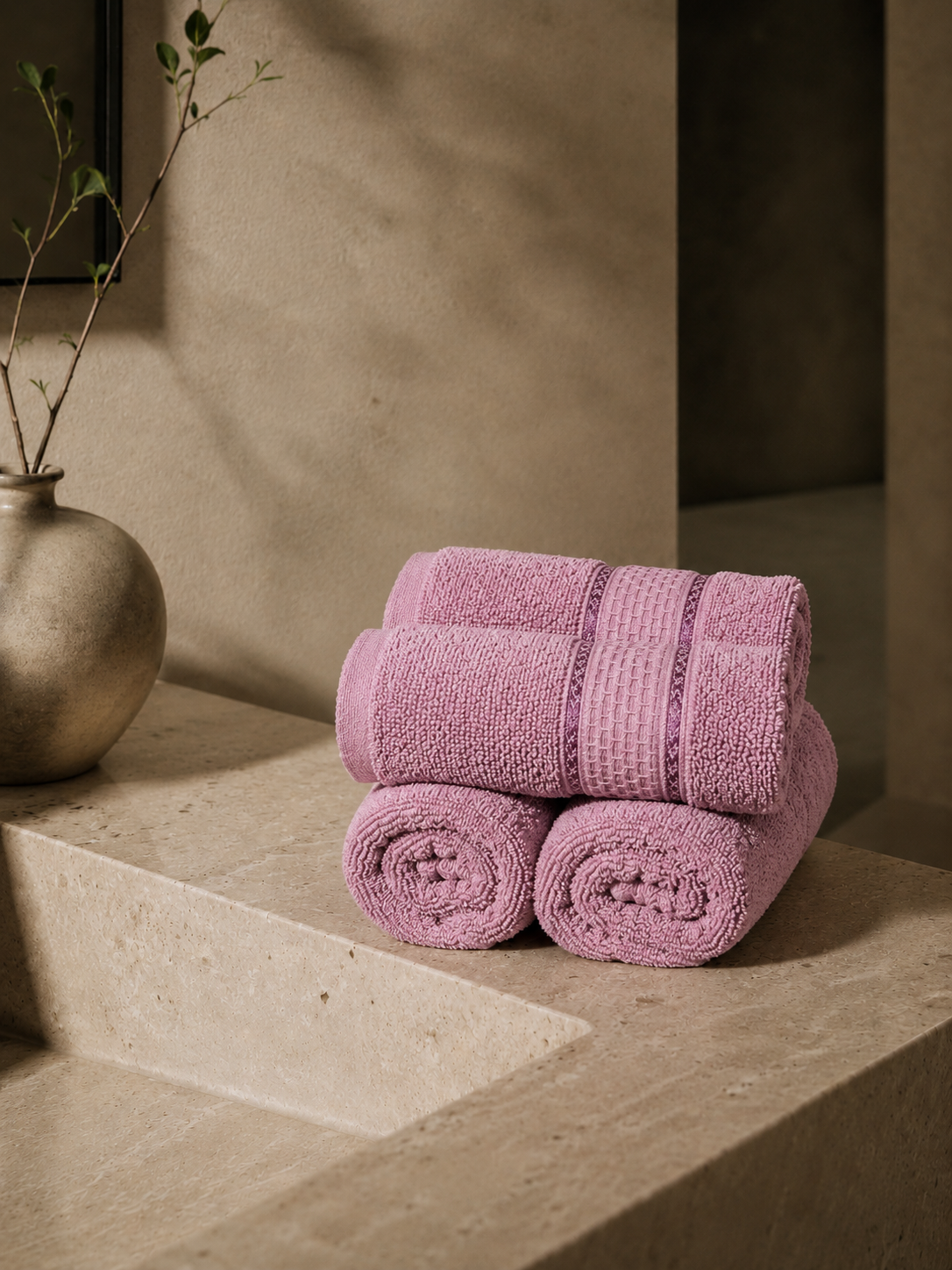 The Aura Hand Towel (Set of 4): Rose Clay