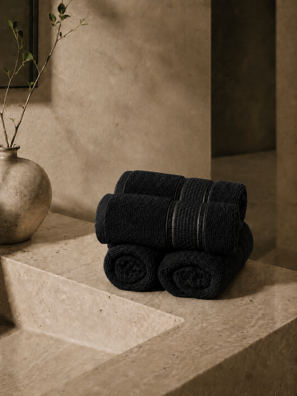 The Aura Hand Towel (Set of 4): Dark Onyx