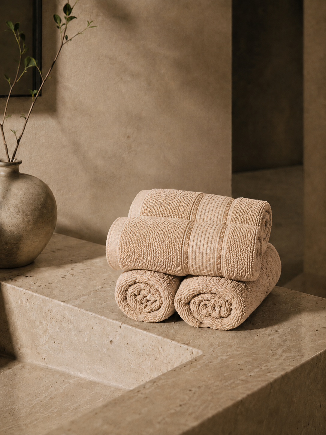 The Aura Hand Towel (Set of 4): Sand Dune