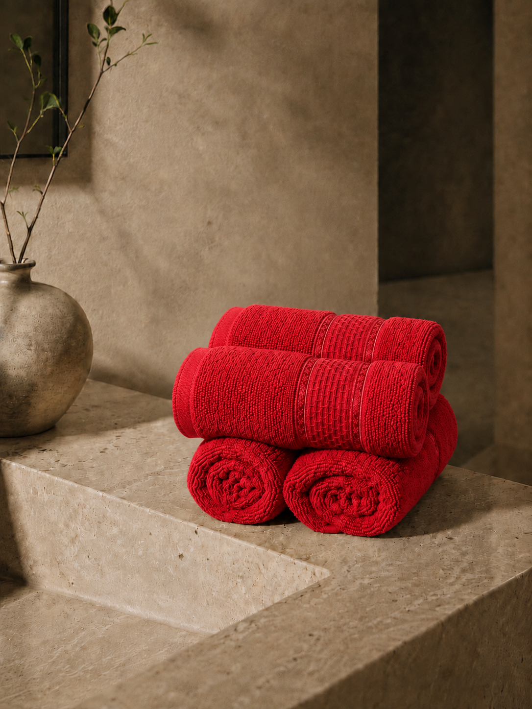 The Aura Hand Towel (Set of 4): Ruby Trace