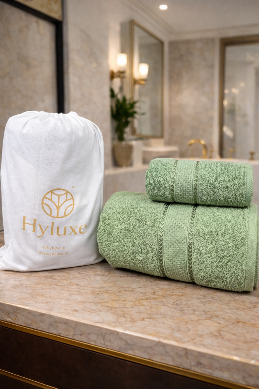 The Aura Ritual Set (Bath + Hand Towel) - Matcha Veil