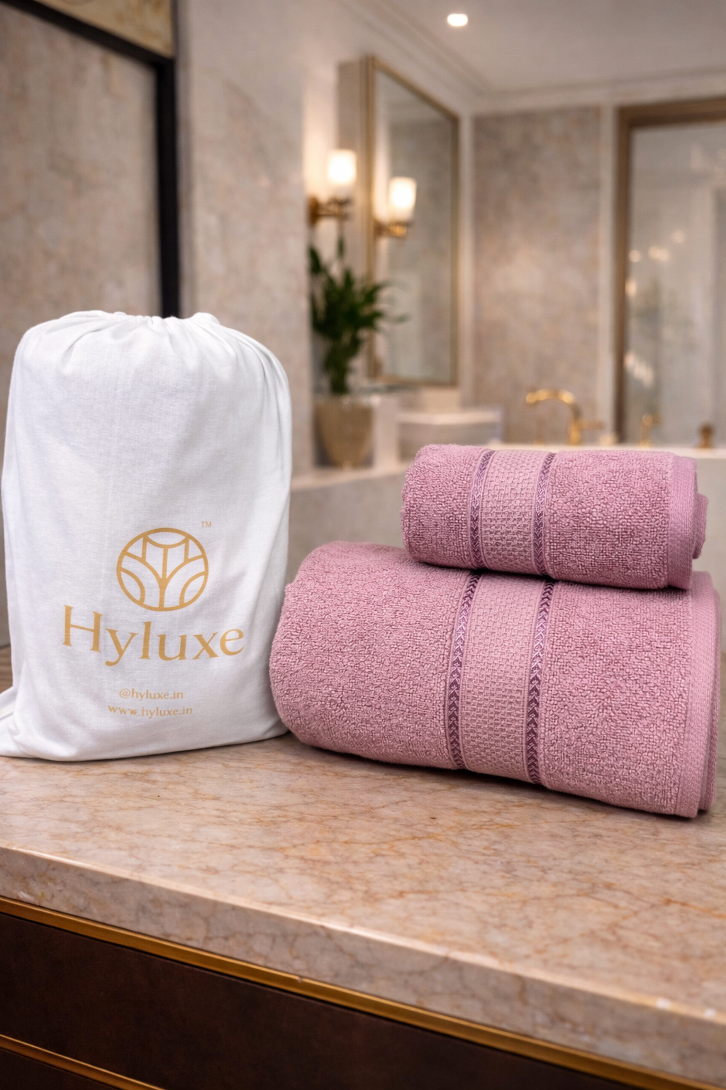 The Aura Ritual Set (Bath + Hand Towel) - Rose Clay