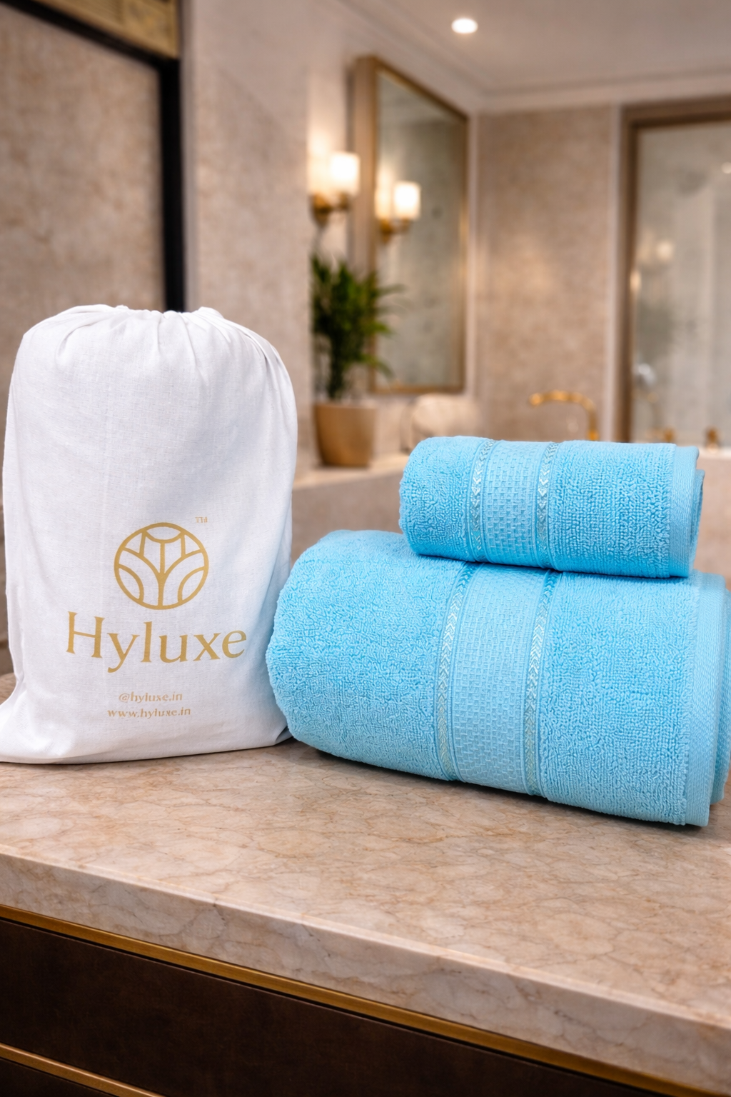 The Aura Ritual Set (Bath + Hand Towel) - Aqua Mist