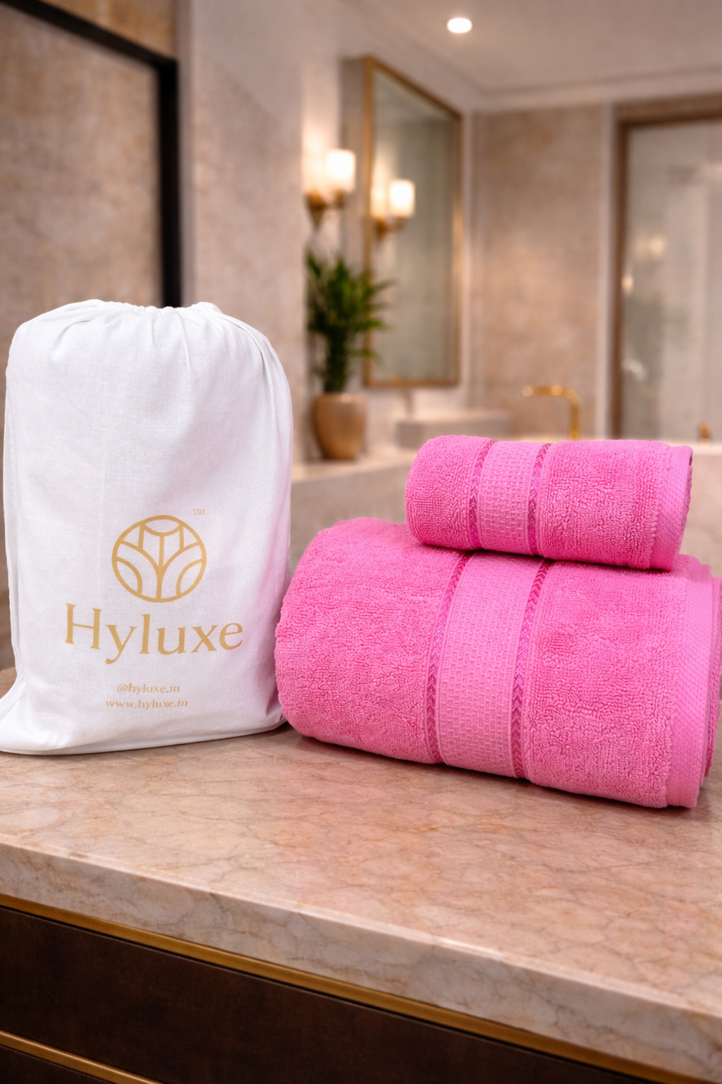 The Aura Ritual Set (Bath + Hand Towel) - Petal Haze