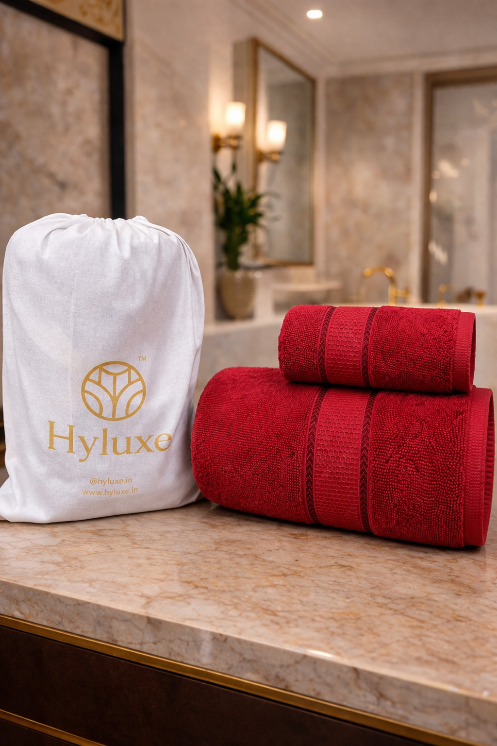 The Aura Ritual Set (Bath + Hand Towel) - Ruby Trace