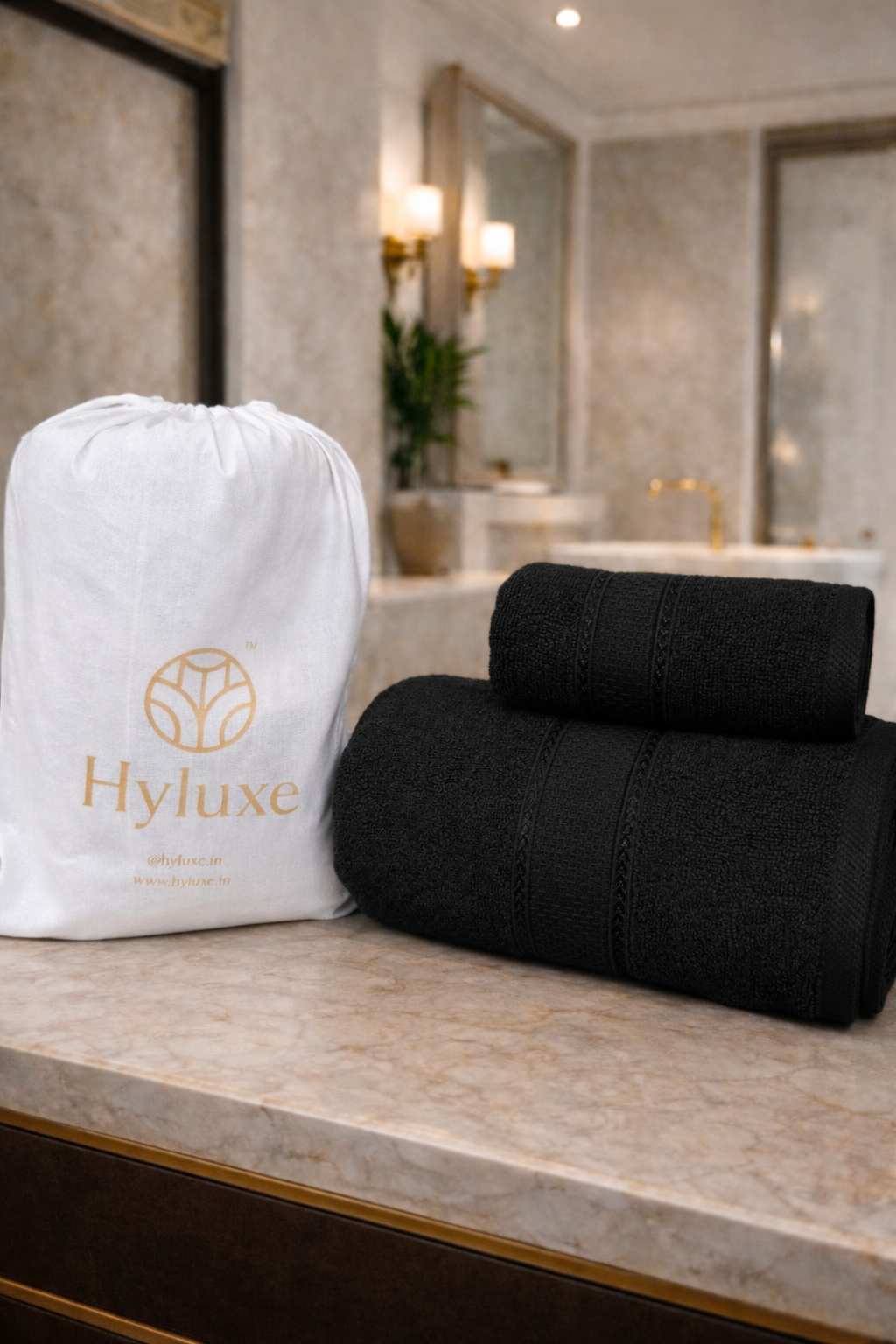 The Aura Ritual Set (Bath + Hand Towel) - Dark Onyx