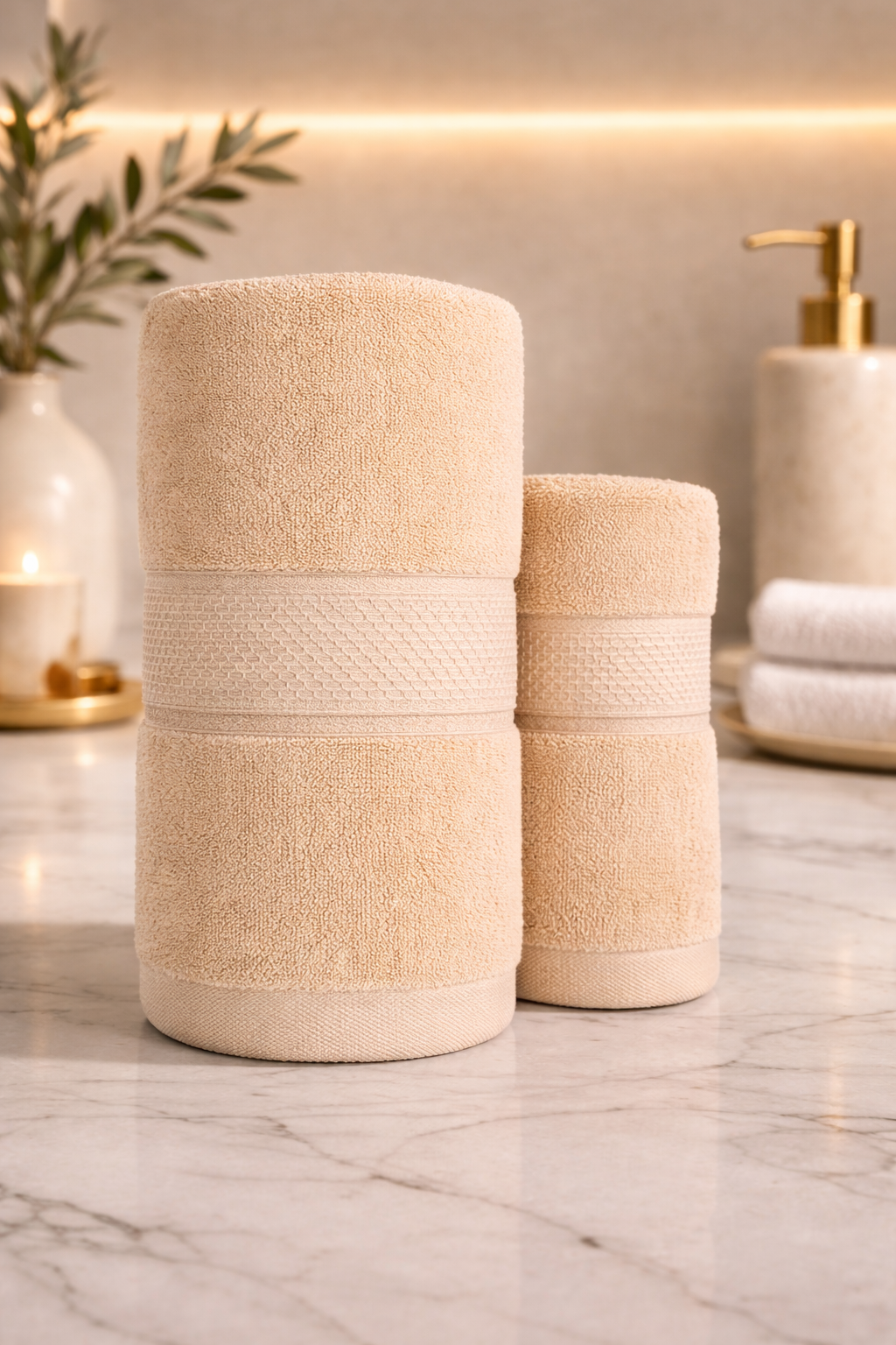 The Aura Ritual Set (Bath + Hand Towel) - Sand Dune