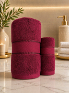 The Aura Ritual Set (Bath + Hand Towel) - Crimson Depth