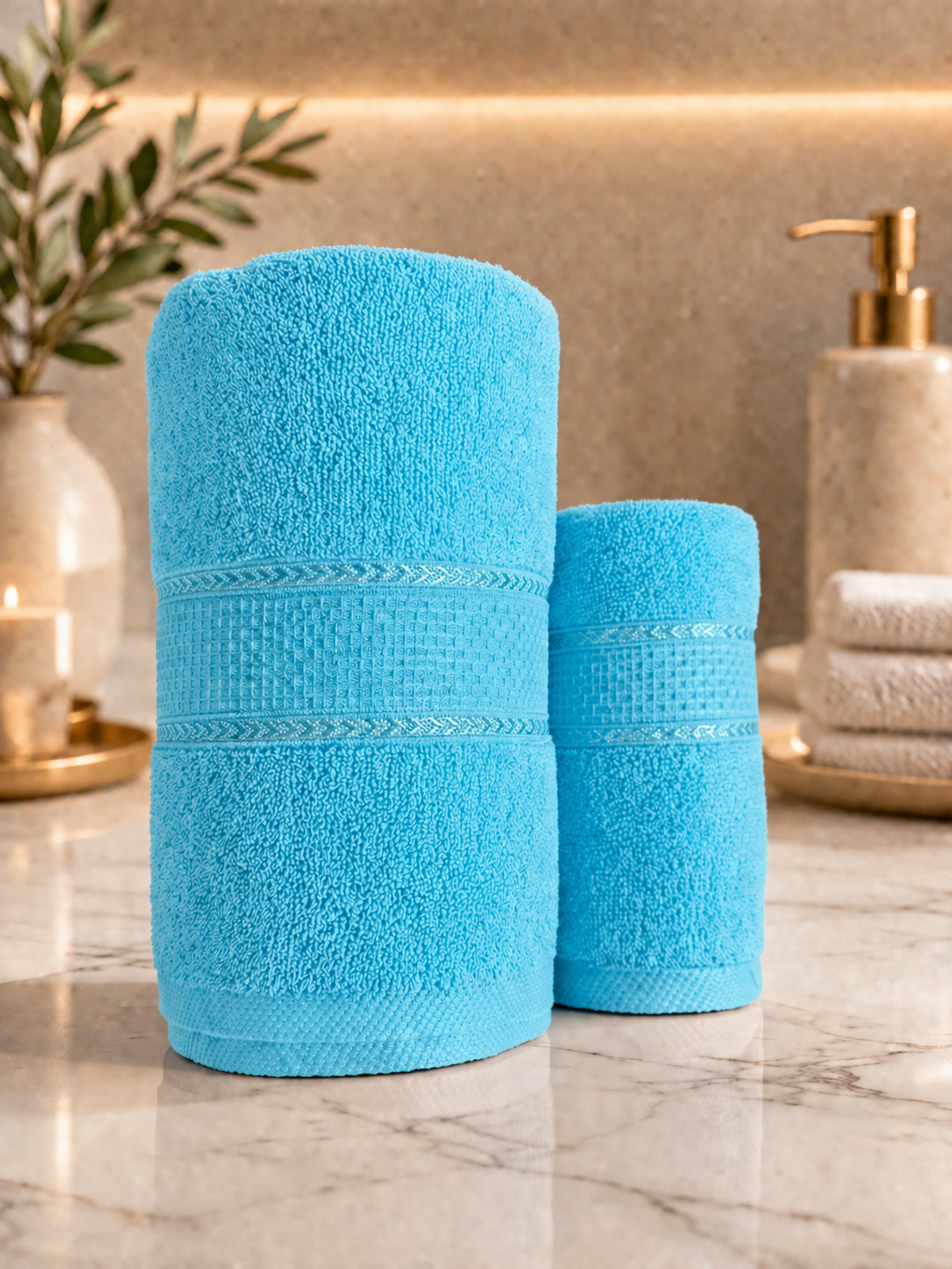 The Aura Ritual Set (Bath + Hand Towel) - Aqua Mist