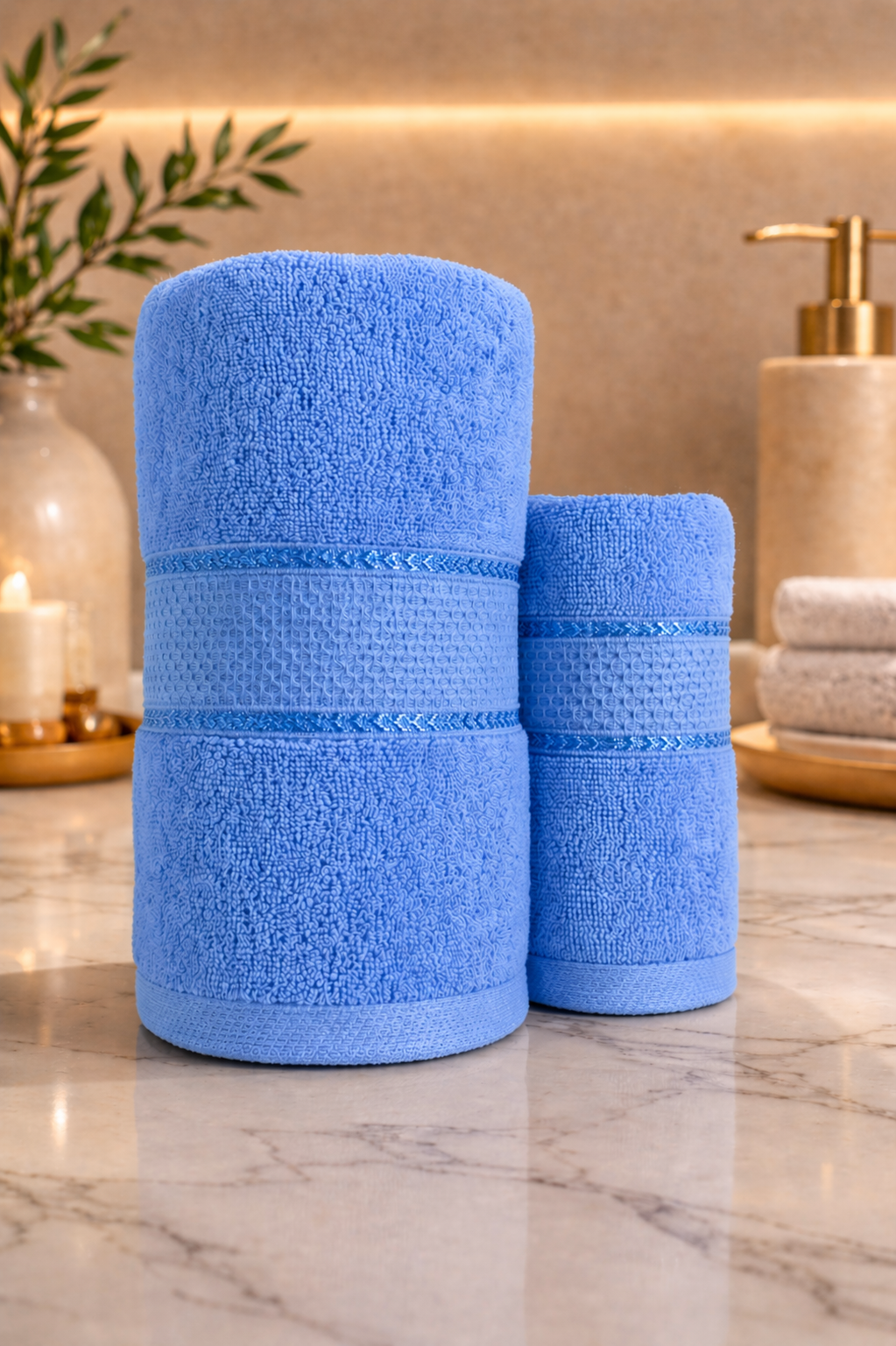 The Aura Ritual Set (Bath + Hand Towel) - Sky Drift
