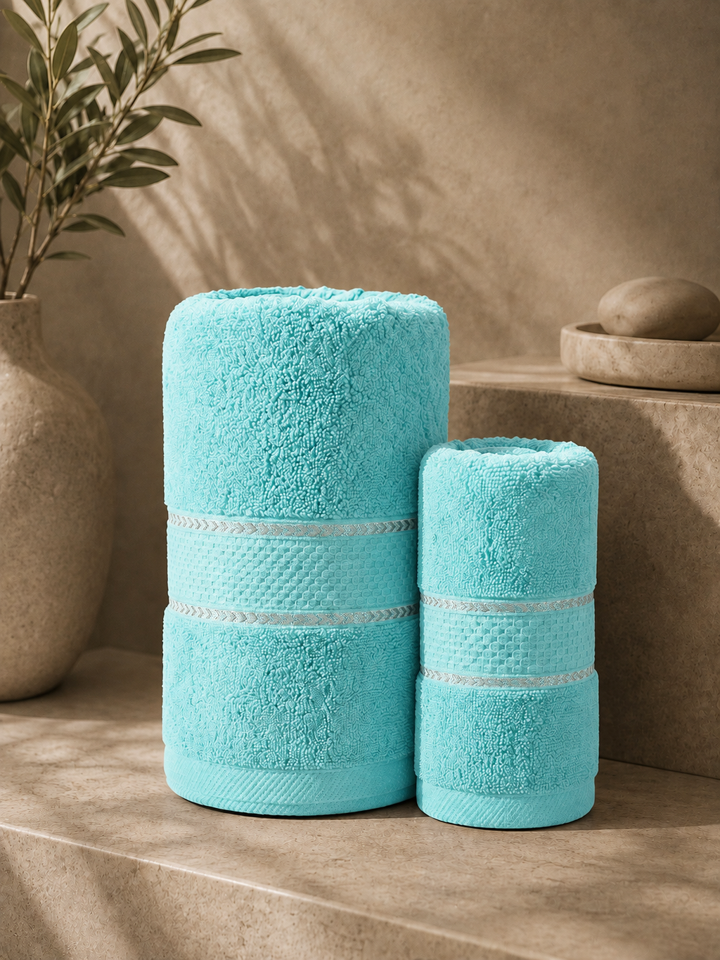 The Aura Ritual Set (Bath + Hand Towel) - Aqua Mist