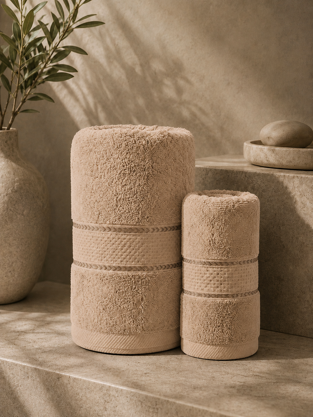 The Aura Ritual Set (Bath + Hand Towel) - Sand Dune
