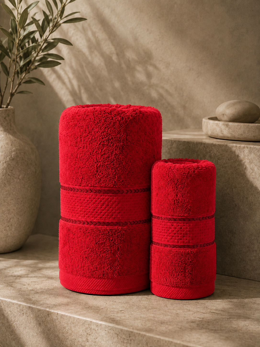 The Aura Ritual Set (Bath + Hand Towel) - Ruby Trace