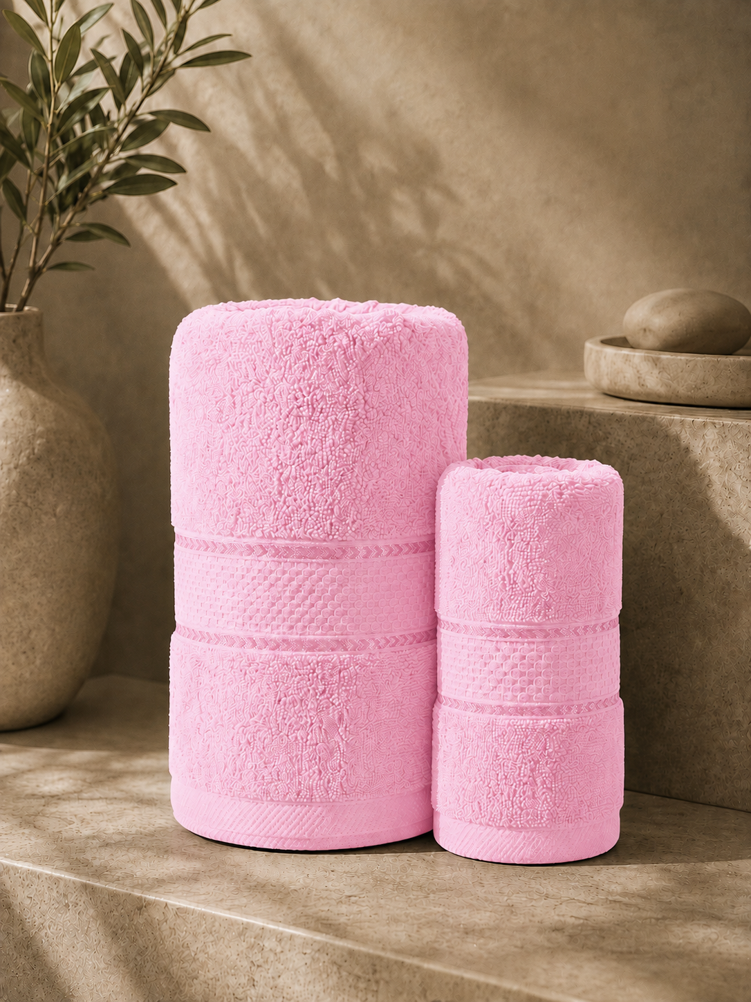 The Aura Ritual Set (Bath + Hand Towel) - Soft Blush