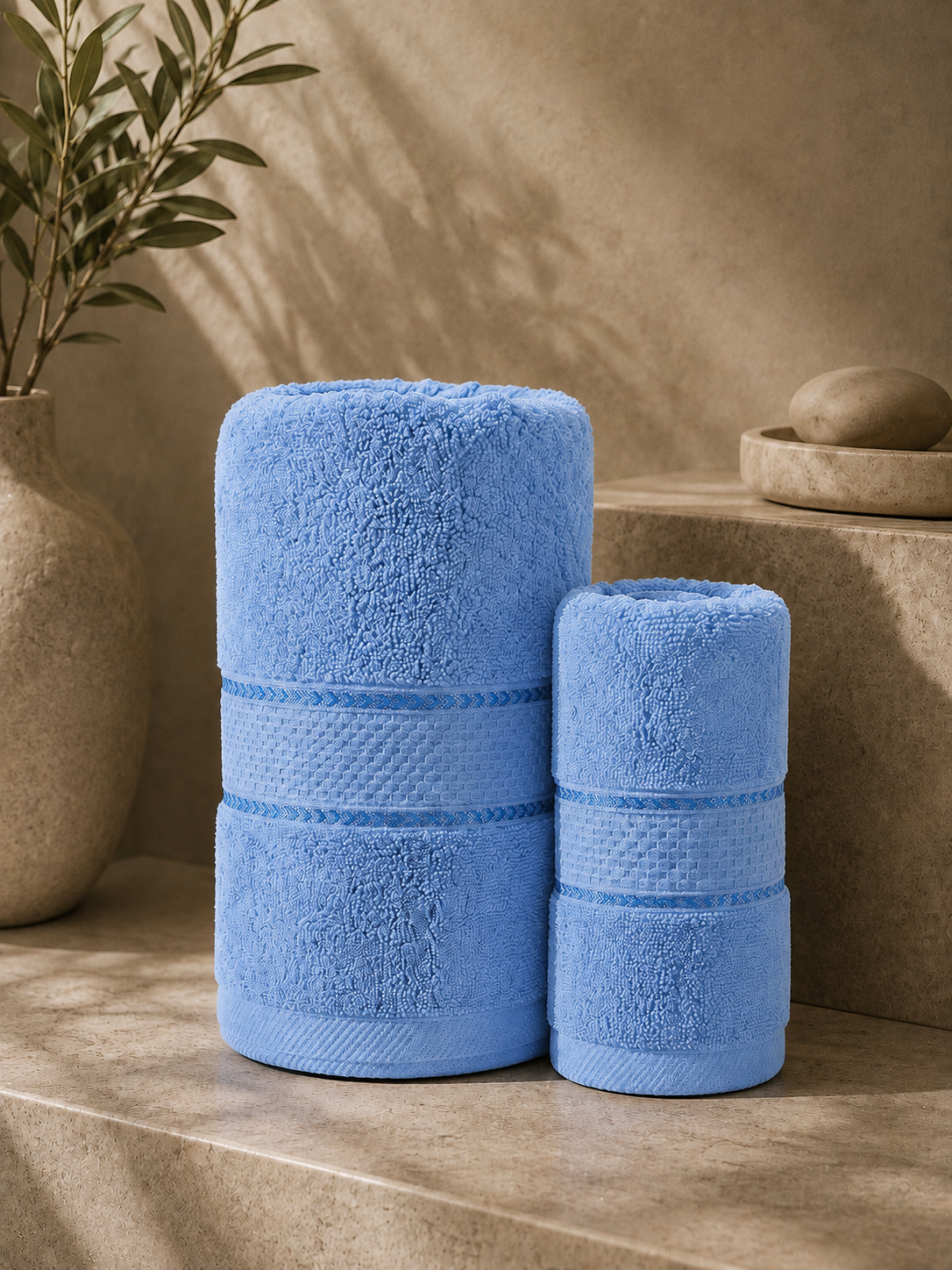 The Aura Ritual Set (Bath + Hand Towel) - Sky Drift