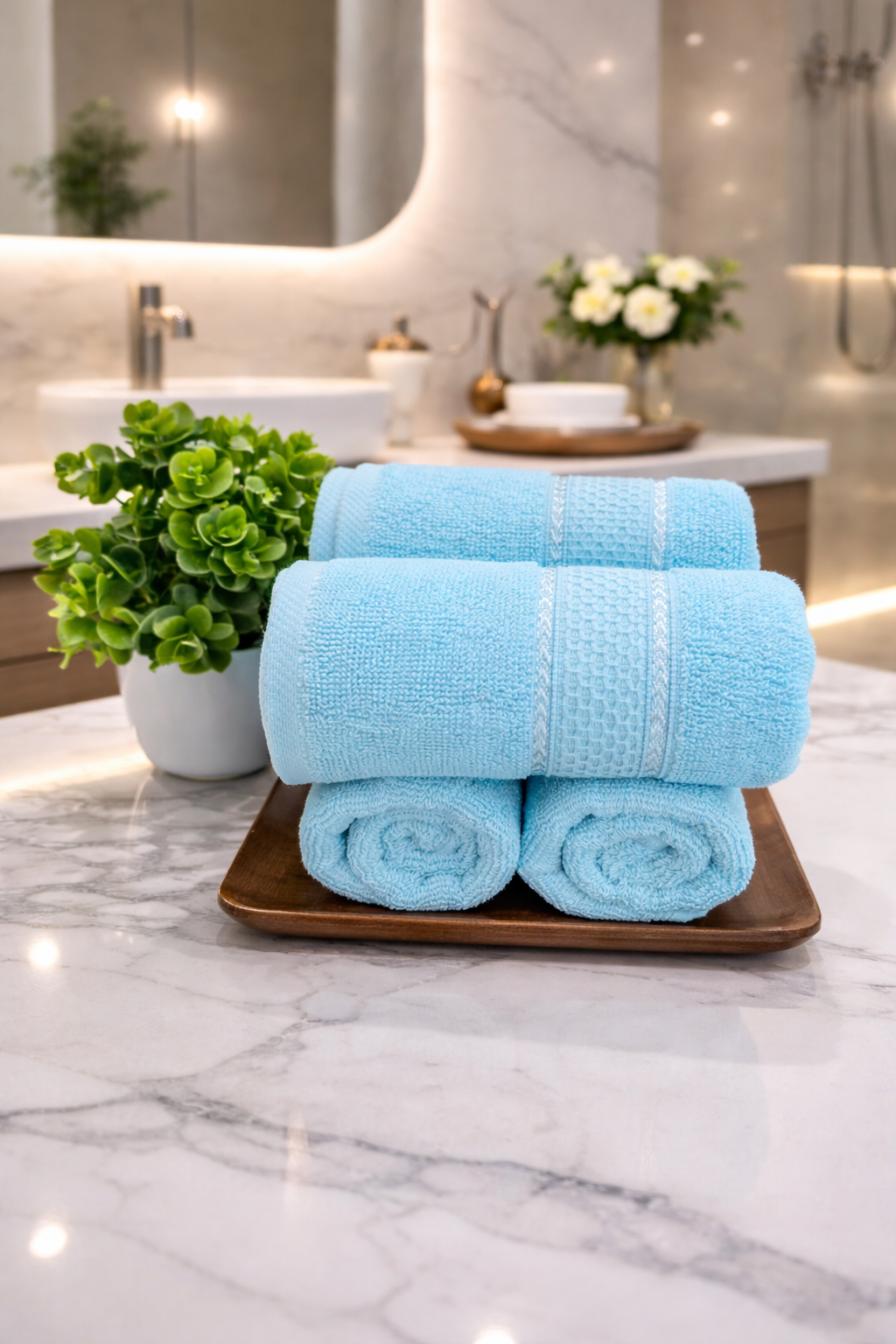 The Aura Hand Towel (Set of 4): Aqua Mist
