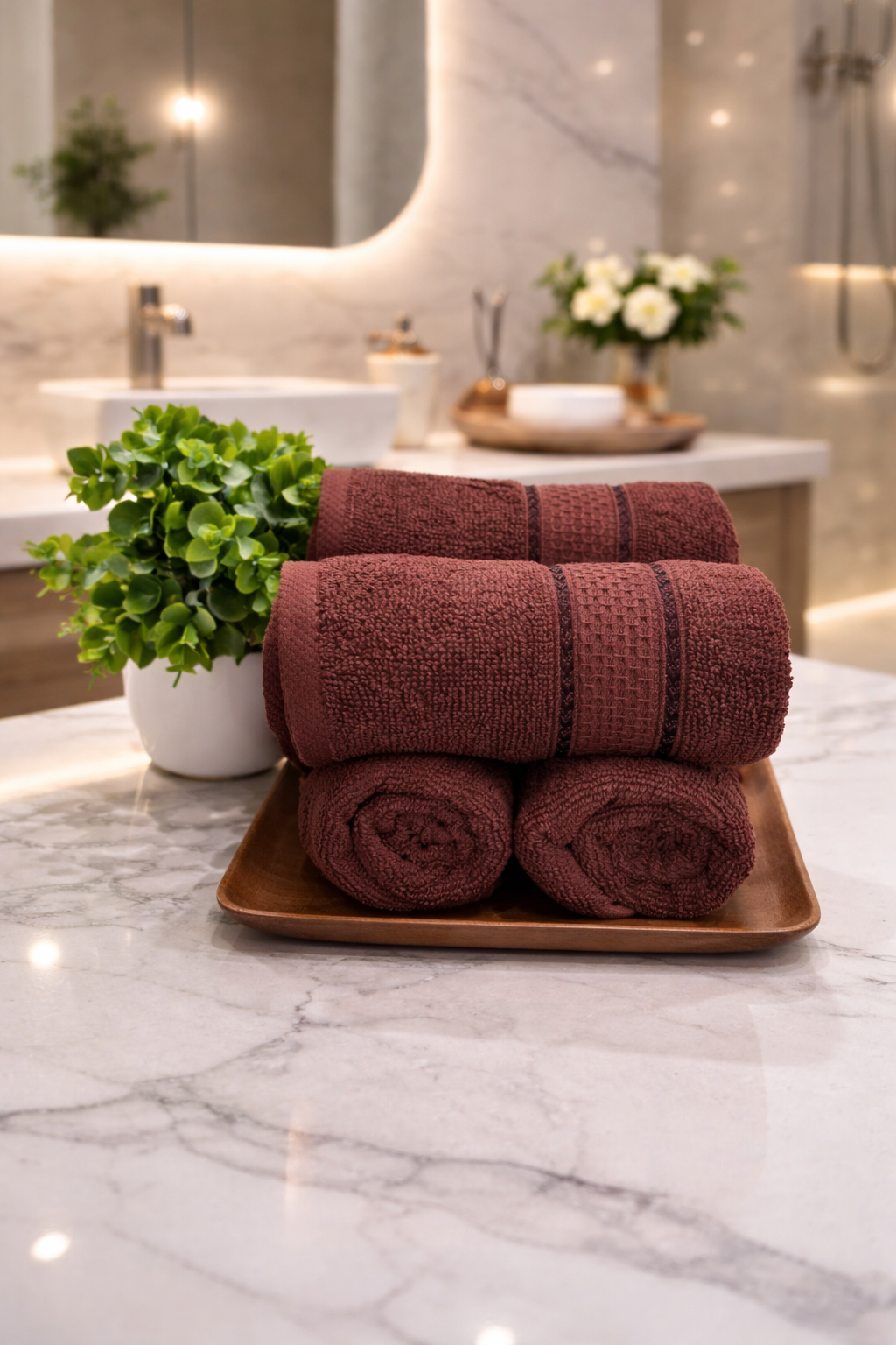 The Aura Hand Towel (Set of 4):  Mocha Dust