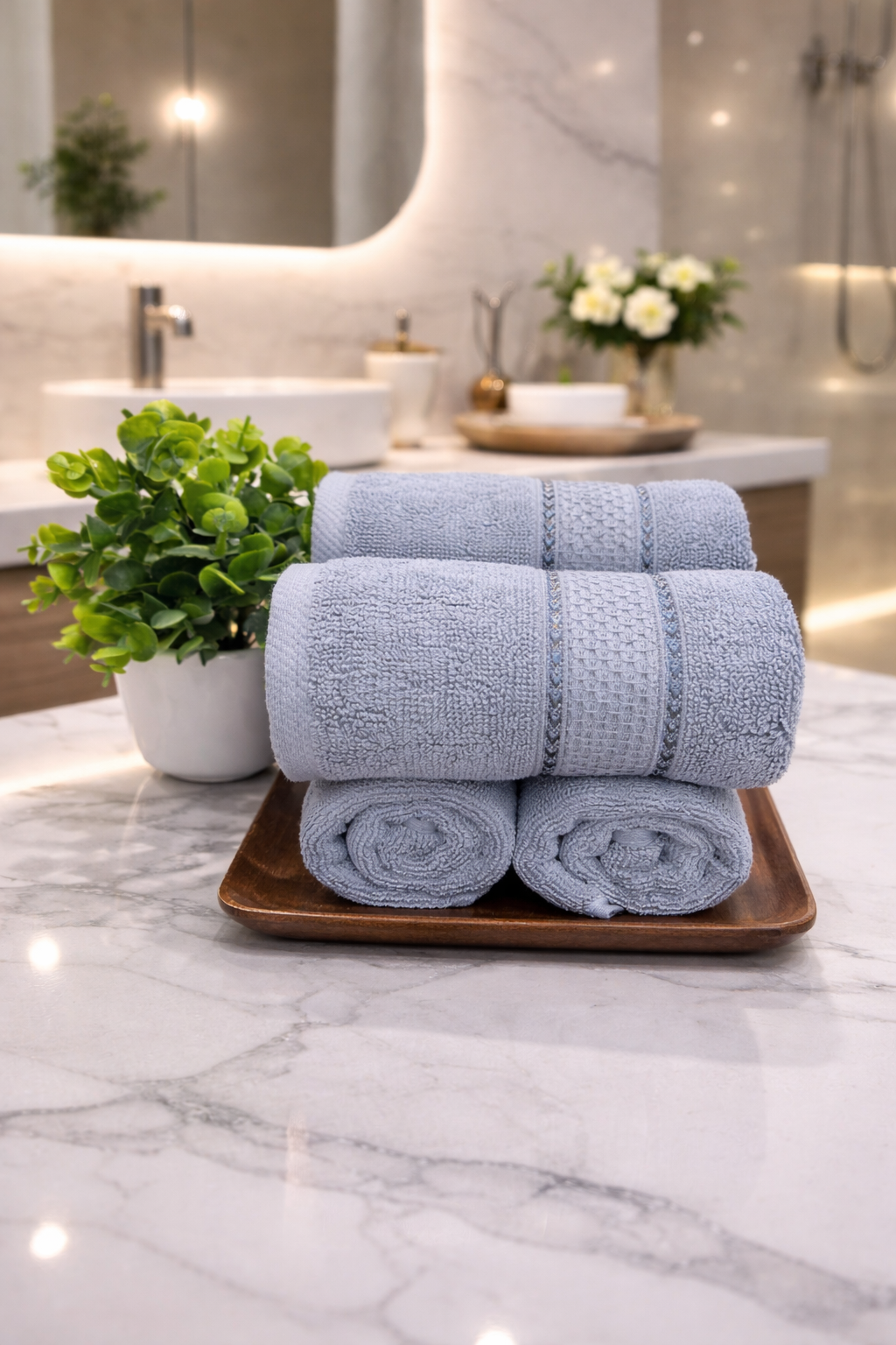 The Aura Hand Towel (Set of 4): Stone Cloud