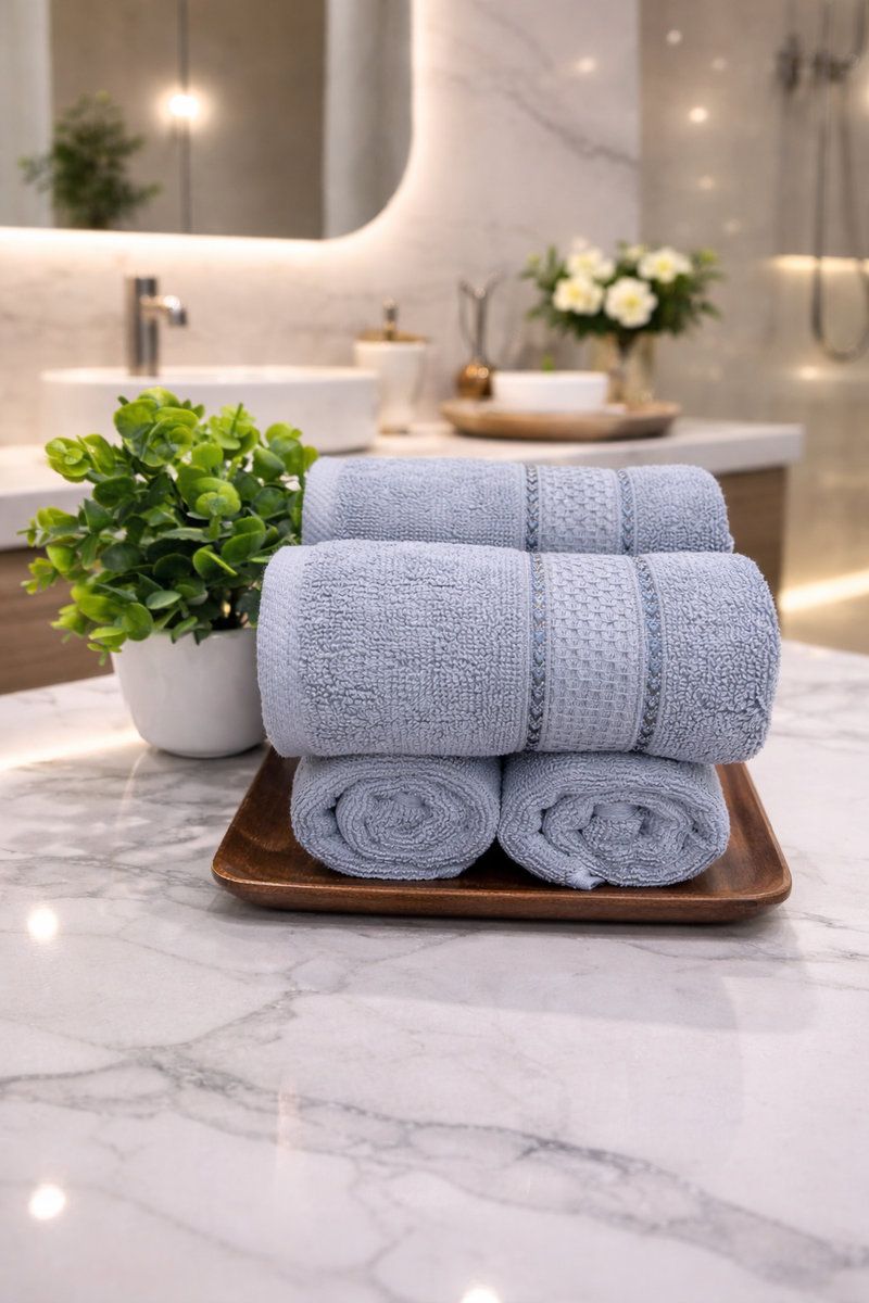 The Aura Hand Towel (Set of 4): Stone Cloud