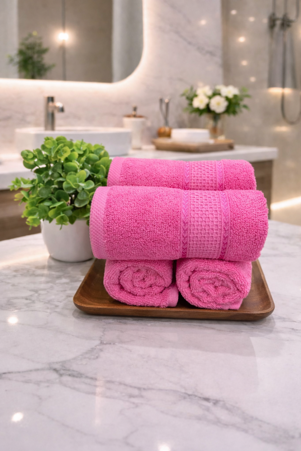 The Aura Hand Towel (Set of 4): Petal Haze