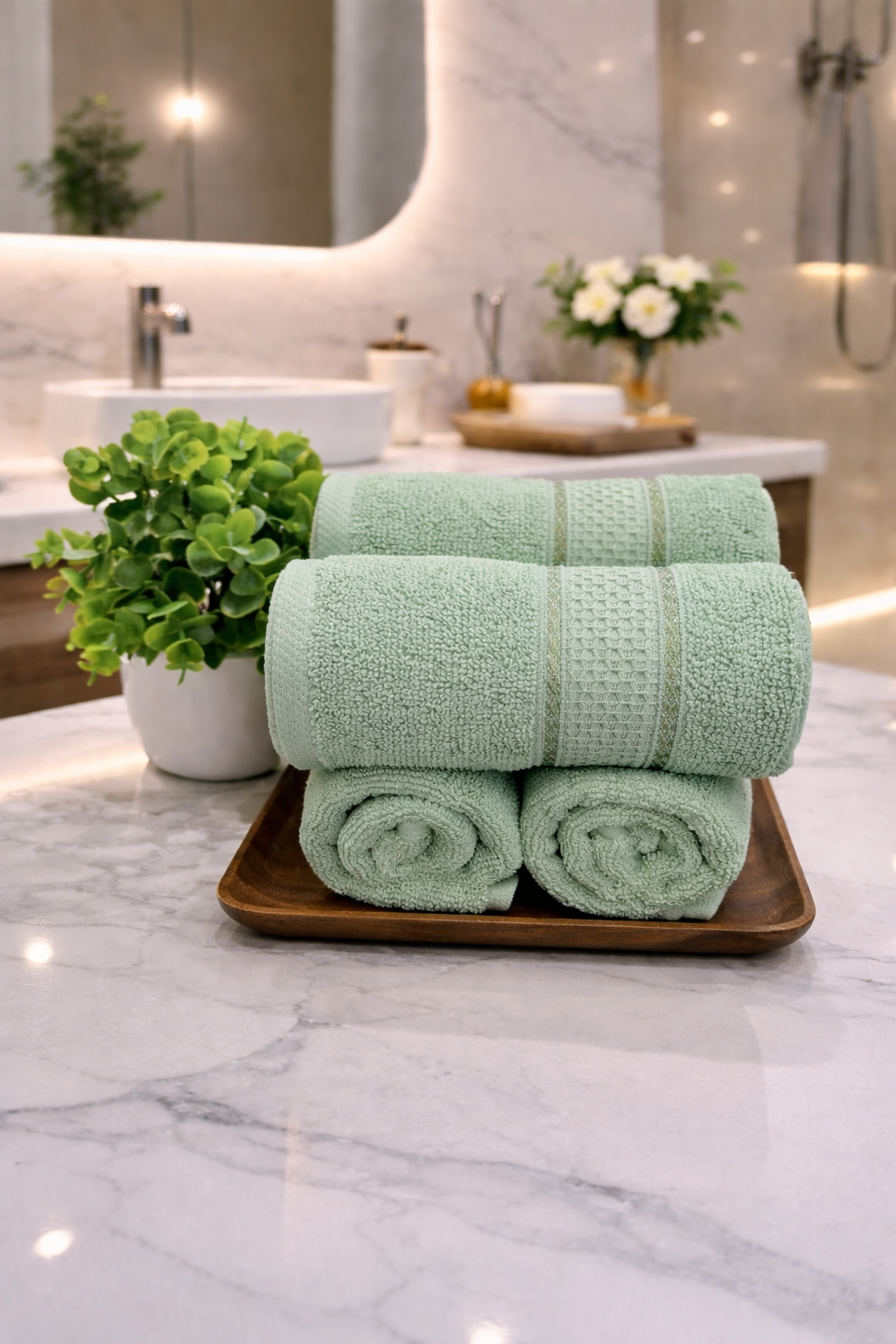 The Aura Hand Towel (Set of 4): Matcha Veil