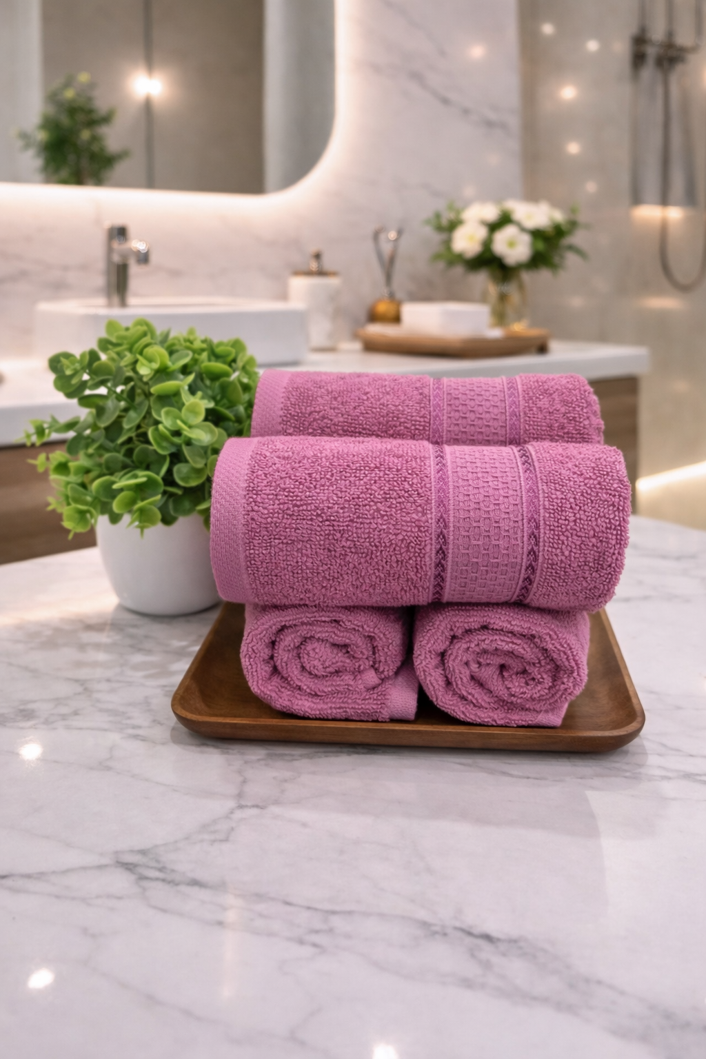 The Aura Hand Towel (Set of 4): Rose Clay
