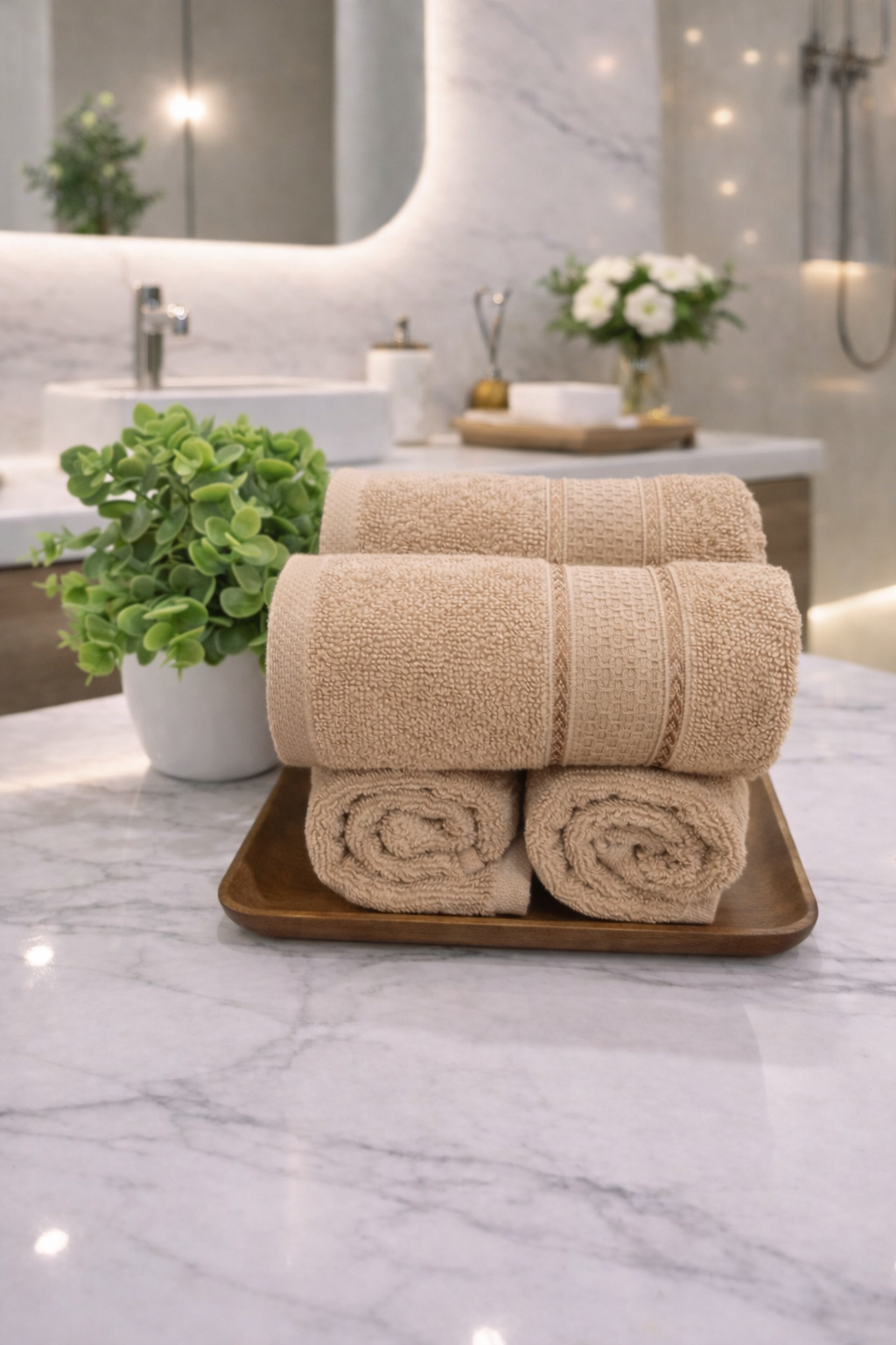 The Aura Hand Towel (Set of 4): Sand Dune